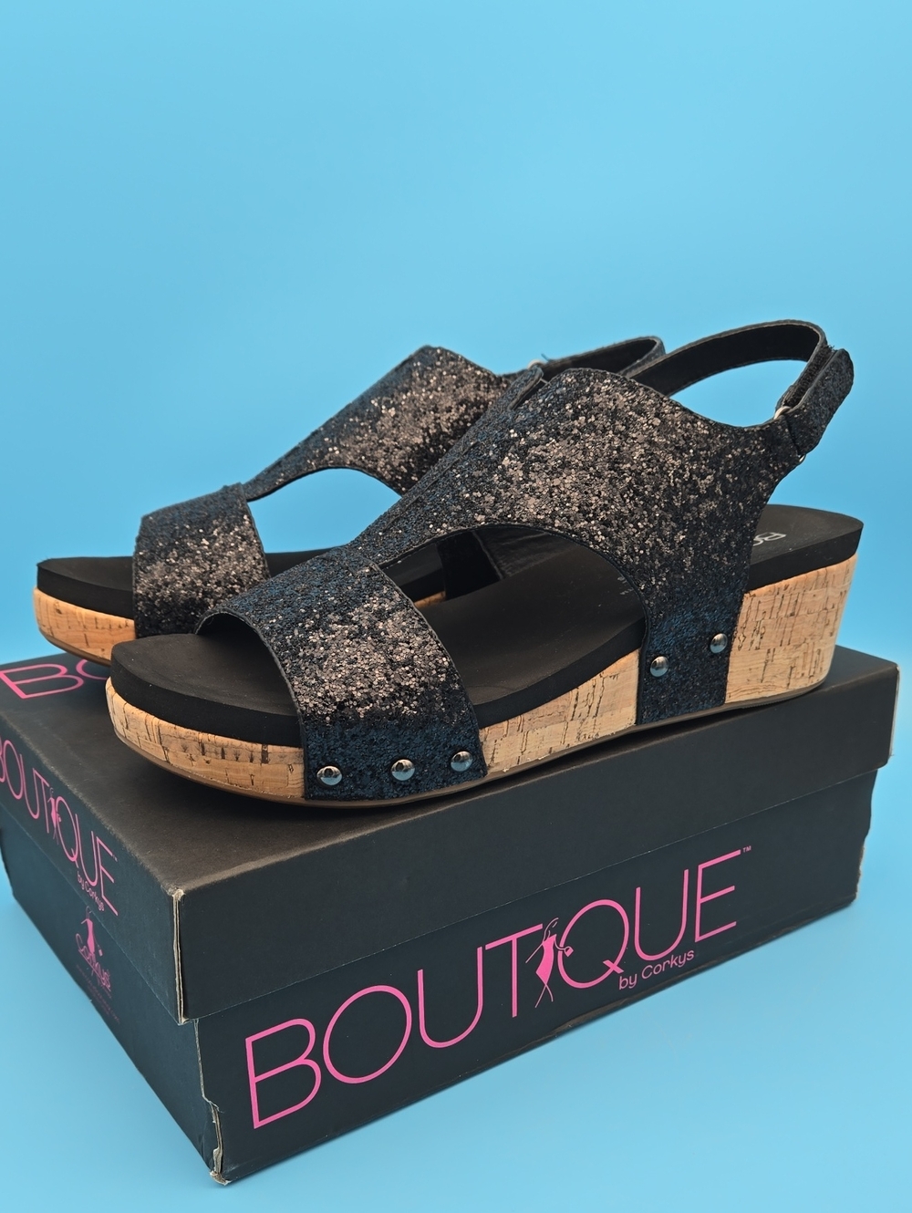 NEW CORKYS FOOTWEAR Black Chunky Glitter NIB
